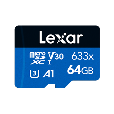 64GB micro - Lexar® High-Performance 633x microSDHC™/microSDXC™ UHS-I Card BLUE Series (No Adapter)